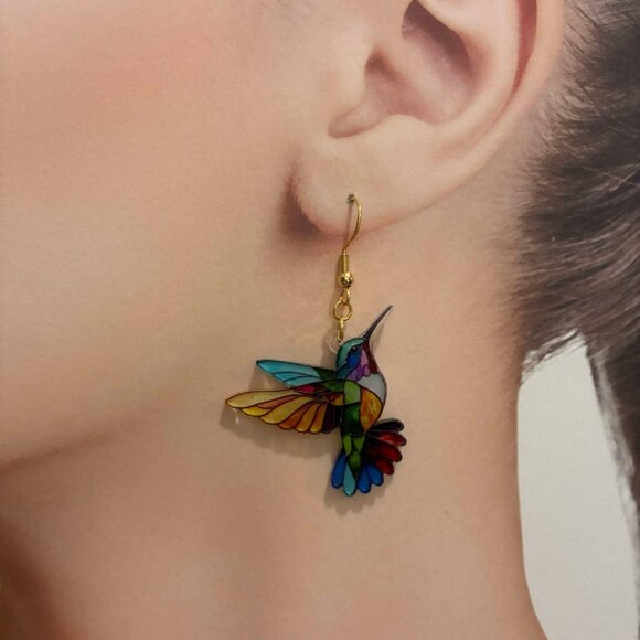 Stained glass Bird earrings - Picture 4 of 4